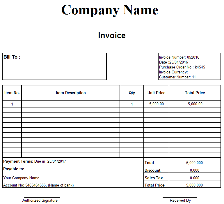 Invoice form